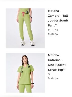 SET Figs Matcha Zamora Tall Jogger Scrub Pant with Pink Drawcord scrubs